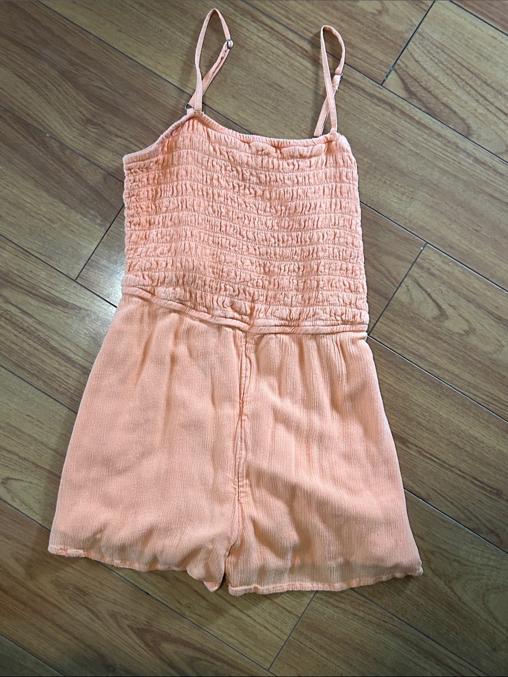 Abercrombie & Fitch Peach Smocked Strap Romper